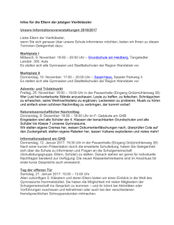 Infos f&uuml;r die Eltern der jetzigen Viertkl&auml;ssler
