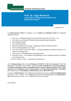 Prof. Dr. Ingo Reichard - Fakult&auml;t f&uuml;r Rechtswissenschaft