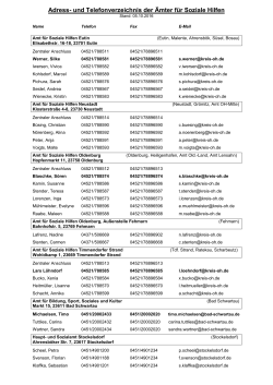 Adress- und Telefonverzeichnis der Verwaltungsstellen