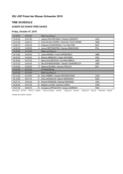 ISU JGP Pokal der Blauen Schwerter 2016 TIME SCHEDULE