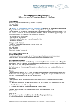 Bekanntmachung – Vergabeabsicht Rahmenvertrag für Übersetzer