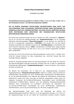 Hinweisbekanntmachung gem&auml;&szlig; &sect; 21 Absatz 2 Satz 1 i.V.m. &sect; 14