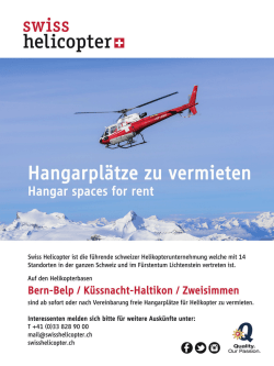 Page 1 §Wiss helicopter E. Hangarplätze zu vermieten Hangar