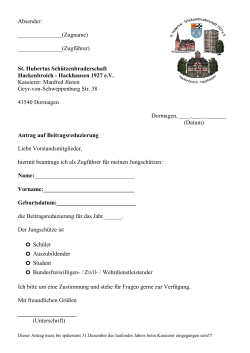 Antrag zur Beitragsreduzierung - St. Hubertus Schützenbruderschaft