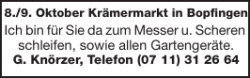 Ich bin f&uuml;r Sie da zum Messer u. Scheren schleifen, sowie allen