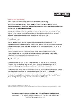 UBS Deutschland startet Online