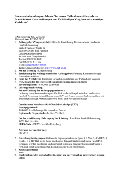 Interessenbekundungsverfahren "formloser Teilnahmewettbewerb