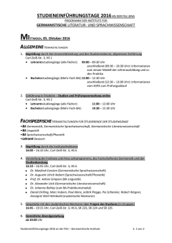 Studieneinführungstage WS 2016/17