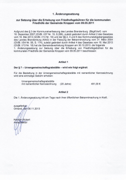 1. Änderungssatzung zur Satzung über die Erhebung