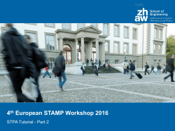 4th European STAMP Workshop 2016