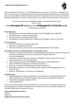 eine Leitungskraft(m/w) - Autismus Mosel-Eifel