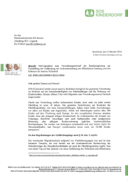 Stellungnahme SOS Kinderdorf vom 3. Oktober 2016
