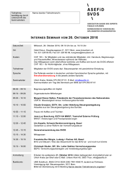 Seminar und GV vom 26. Oktober 2016