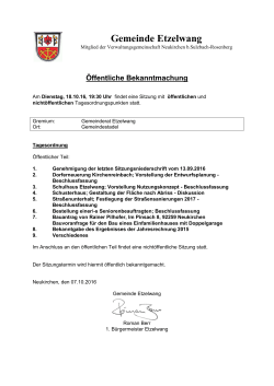 Gemeinderatssitzung Etzelwang am 18.10.2016