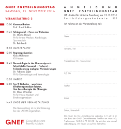 GNEF FORTBILDUNGSTAG SAMSTAG, 12. NOVEMBER 2016