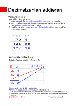 Dezimalzahlen schriftliches Addieren