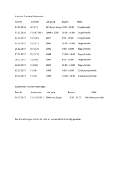 Junioren Turniere finden statt : Termin Junioren Jahrgang Beginn