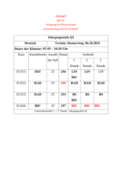 Jahrgangsstufe Q1 Deutsch Termin: Donnerstag. 06.10.2016 Dauer