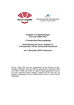 Vergaben von Bauleistungen Die neue VOB/A 2016 3. Osnabrücker