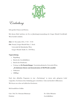 Einladung - Gregor Mendel Gesellschaft