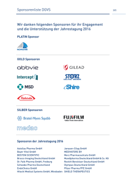 Sponsorenliste DGVS Wir danken folgenden Sponsoren für ihr