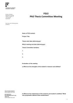 FGLS PhD Thesis Committee Meeting