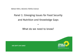 Panel 1: Emerging Issues for Food Security and Nutrition and