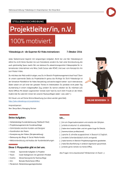 Projektleiter/in, nV - Jobs