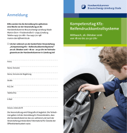 Kompetenztag Kfz: Reifendruckkontrollsysteme Anmeldung