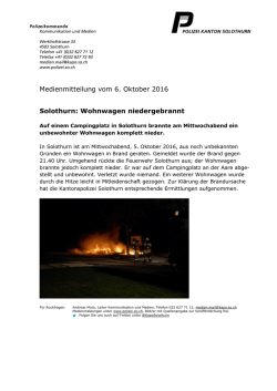 Medienmitteilung vom 6. Oktober 2016 Solothurn: Wohnwagen