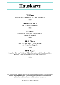 Hauskarte / House Menu