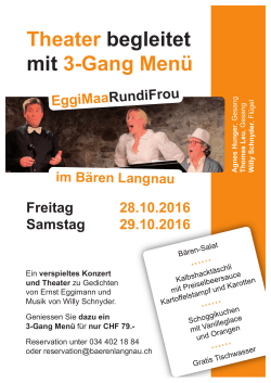 Theater begleitet mit 3-Gang Menü