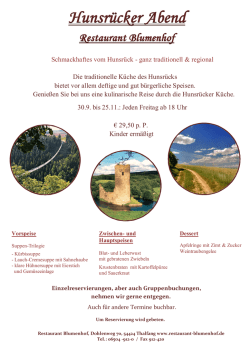 Hunsr&uuml;cker Abend Restaurant Blumenhof