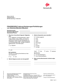 Fragebogen Frakturen/Verletzungen/Gelenken/Bändern
