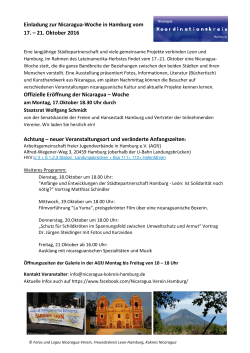 Einladung zur Nicaragua-Woche in Hamburg vom 17. – 21. Oktober