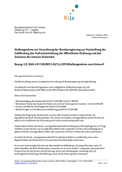 Stellungnahme der Kija Vorarlberg vom 3. Oktober 2016