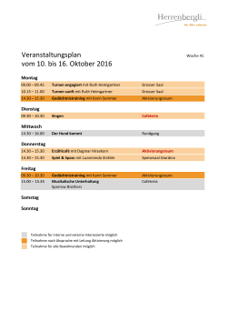 Veranstaltungsplan vom 10. bis 16. Oktober 2016