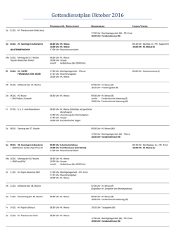 Gottesdienstplan Oktober 2016