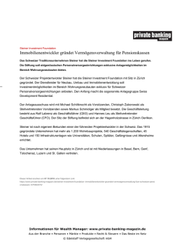 Immobilienentwickler gr&uuml;ndet Verm&ouml;gensverwaltung f&uuml;r