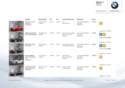 Modell Motordaten EZ Km Lack/Polsterung Standort Preis