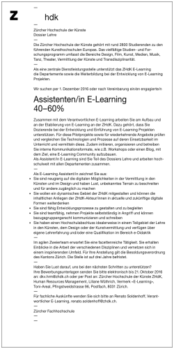 hdk Assistenten/in E-Learning 40–60%