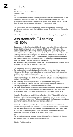 hdk Assistenten/in E-Learning 40&ndash;60%