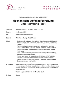 Mechanische Abfallaufbereitung und Recycling (MV)