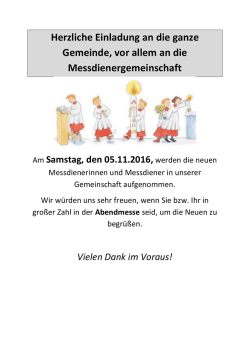 Herzliche Einladung an die ganze Gemeinde, vor