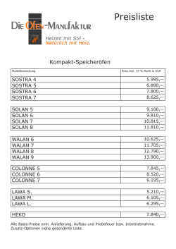 Preisliste - Die Ofen