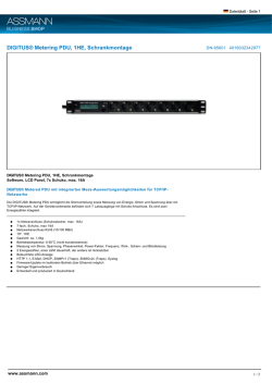 DIGITUS&reg; Metering PDU, 1HE, Schrankmontage
