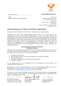 Herzliche Einladung zum 1.Treffen des Hochdorfer Jugendkomitee