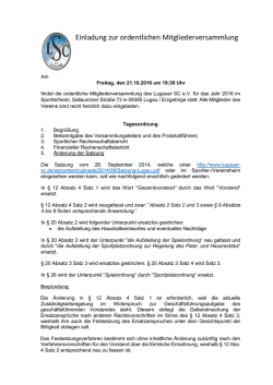 Einladung zur ordentlichen Mitgliederversammlung