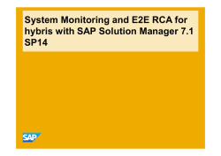 System Monitoring and E2E RCA with SAP Solution