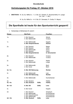 Die Sporthalle ist heute f&uuml;r den Sportunterricht gesperrt!